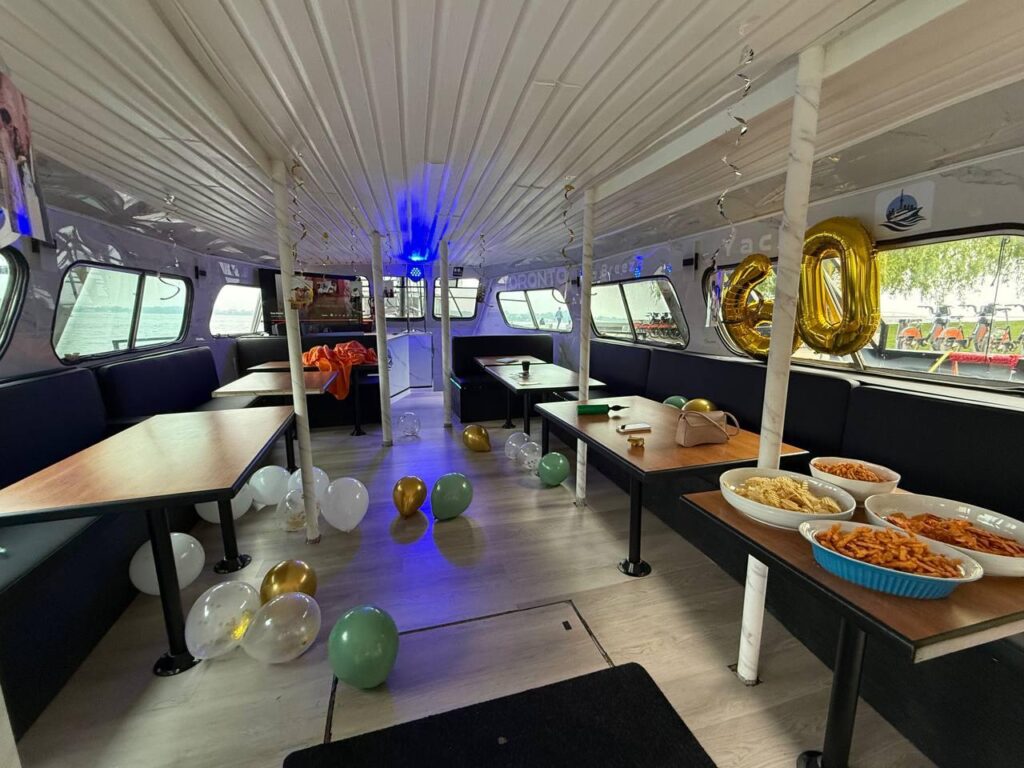 Birthday table inside the cabin