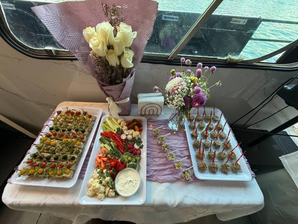 Catering dishes inside the cabin