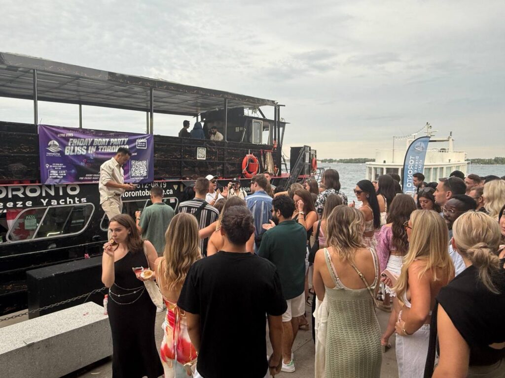 Graduation event beside the yacht