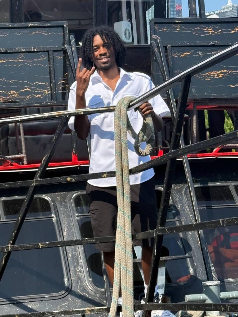 Guest entering the yacht