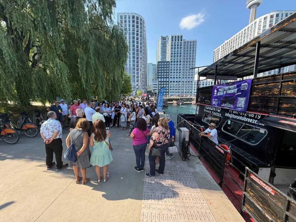 Guests at the waterfront before boarding