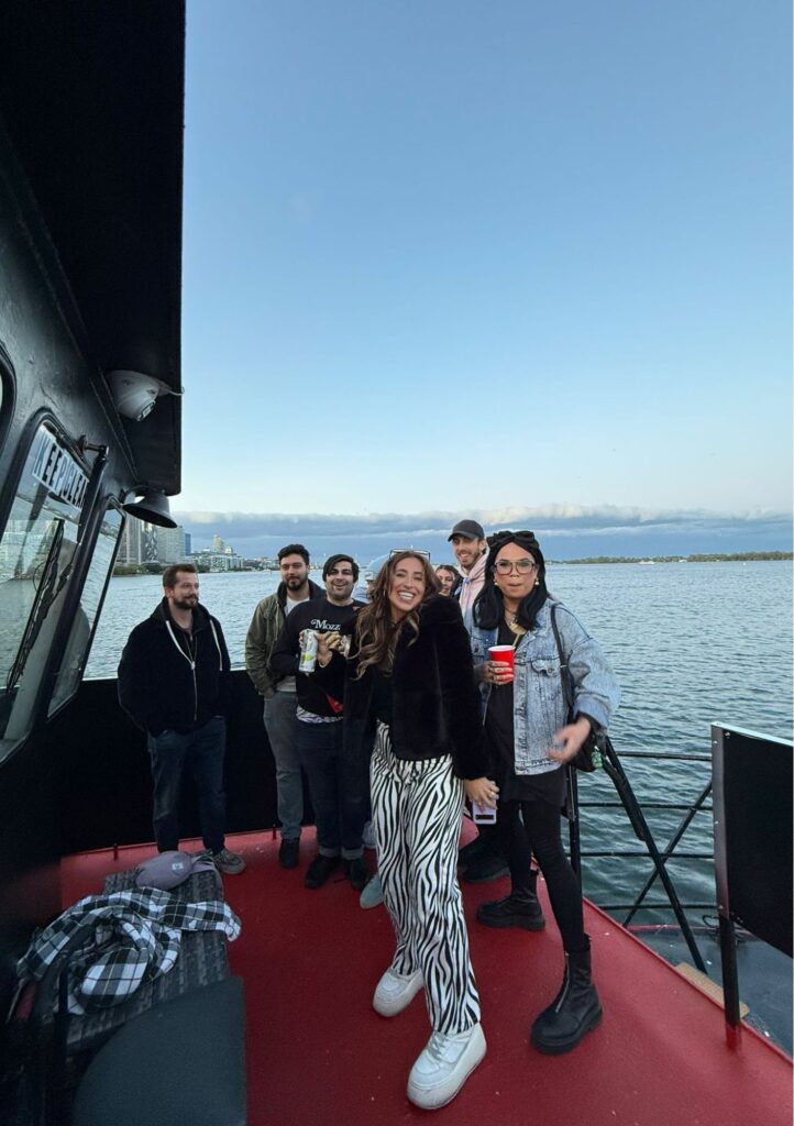 Guests on the waterfront boarding area