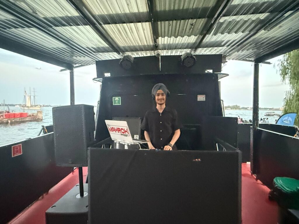 Music equipment on the covered deck